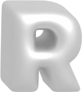 R metallic inflate balloon style alphabet png