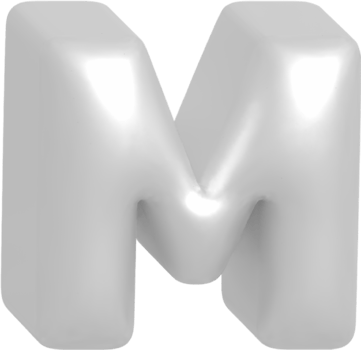 M metallic inflate balloon style alphabet png