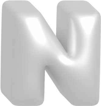 N metallic inflate balloon style alphabet png