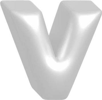 V metallic inflate balloon style alphabet png