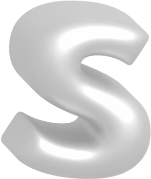 S metallic inflate balloon style alphabet png