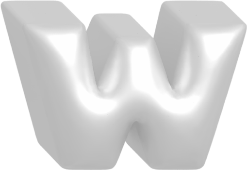 w metallic inflate balloon style alphabet png