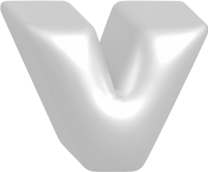 v metallic inflate balloon style alphabet png
