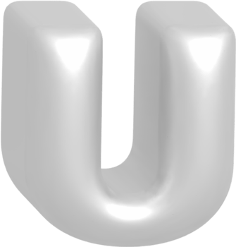 U metallic inflate balloon style alphabet png