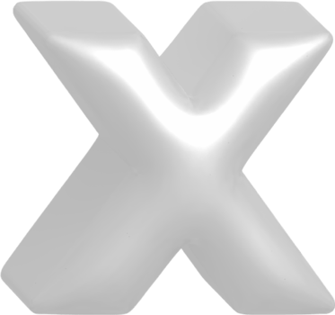 X metallic inflate balloon style alphabet png