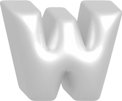 W metallic inflate balloon style alphabet png