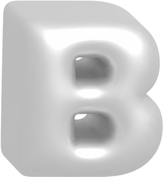 B metallic inflate balloon style alphabet png