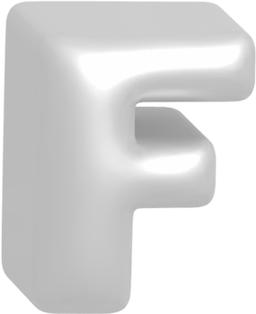F metallic inflate balloon style alphabet png