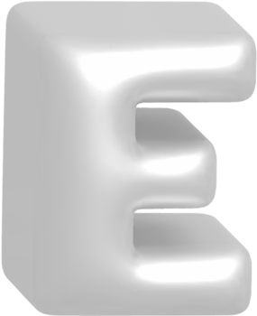 E metallic inflate balloon style alphabet png