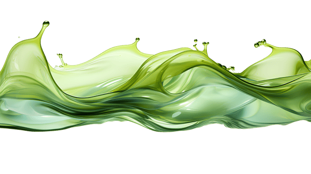 Green abstract liquid wave. Green pigment floating isolated. Blue liquid splash isolated png
