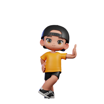 3d Cartoon Character with a Yellow Shirt and Black Shorts Acting Cool Pose png