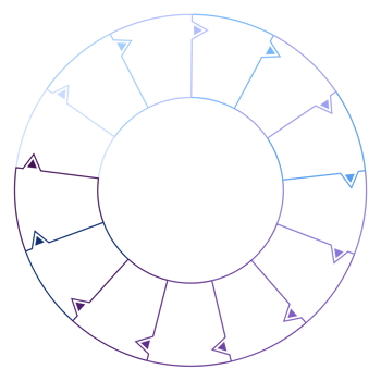 Blue tone circle infographic with 13 steps, process or options. Presentation slide template. png