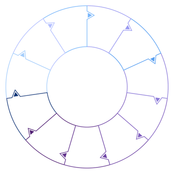 Blue tone circle infographic with 11 steps, process or options. Presentation slide template. png