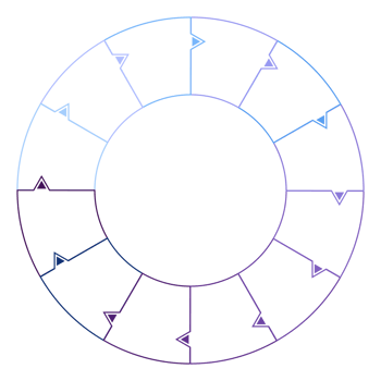 Blue tone circle infographic with 12 steps, process or options. Presentation slide template. png