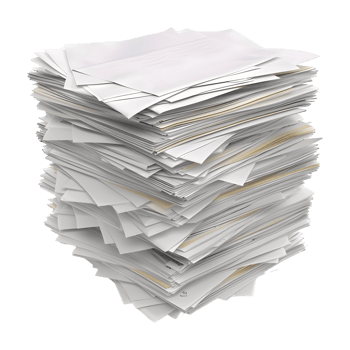 Pile of White Blank Papers on Transparent Background png