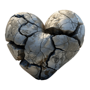 Cracked Stone Heart on Transparent Background png