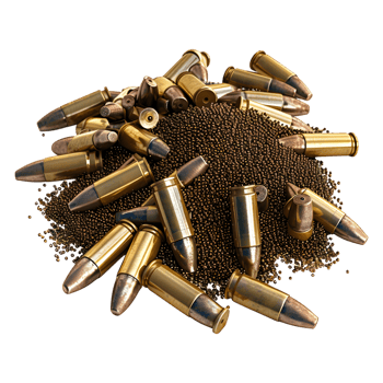 Gun Bullets with Powder on Transparent Background png