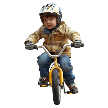 Young Boy Cycling on Transparent Background png