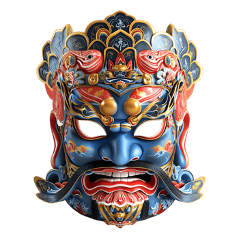 Chinese Traditional Mask on Transparent Background png