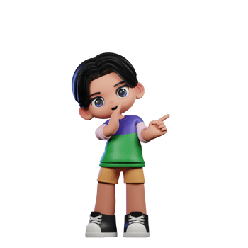 3d Cartoon Character in a Green Shirt and Yellow Shorts Whister to You Pose png