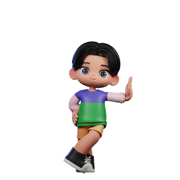 3d Cartoon Character in a Green Shirt and Yellow Shorts Acting Cool Pose png