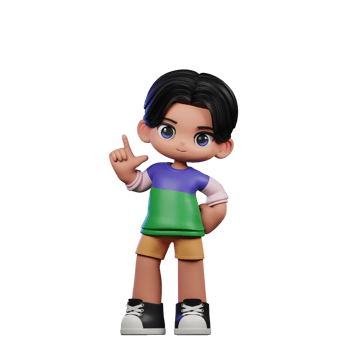 3d Cartoon Character in a Green Shirt and Yellow Shorts Standing Pose png