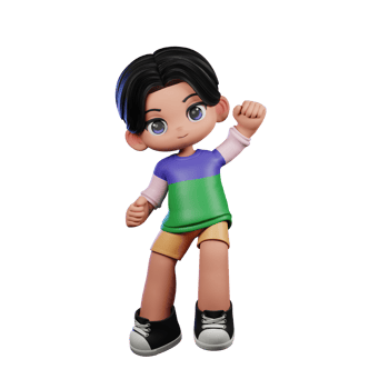 3d Cartoon Character in a Green Shirt and Yellow Shorts Giving Congrats Pose png