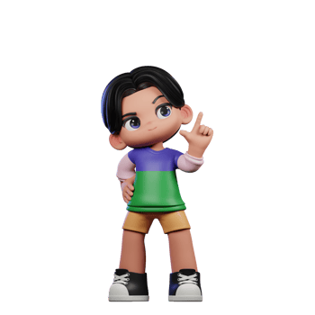 3d Cartoon Character in a Green Shirt and Yellow Shorts Having Idea Pose png