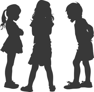 Silhouette Child abuse Parents scold children girl black color only vector