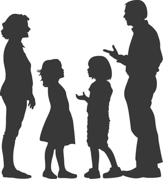 Silhouette Child abuse Parents scold children girl black color only vector