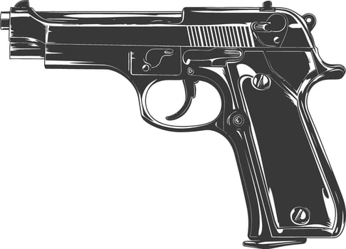 Silhouette bullet gun weapon black color only vector