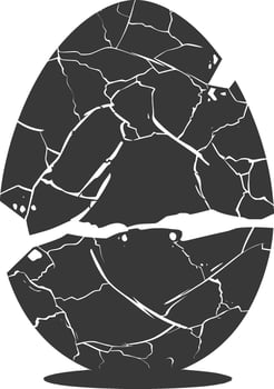 Silhouette cracked egg black color only vector