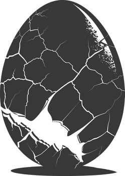 Silhouette cracked egg black color only vector