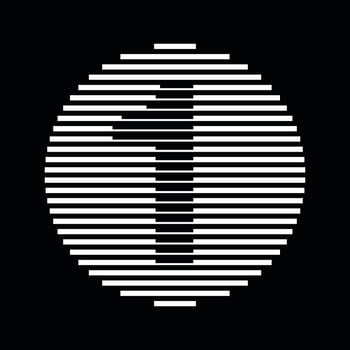 One Number Round Line Abstract Optical Illusion Stripe Halftone Symbol Icon vector