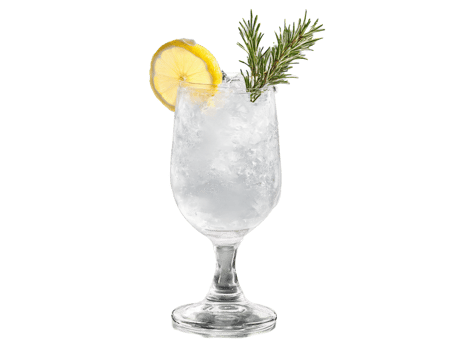 Gin Fizz Frenzy a delicate gin fizz glass overflowing with fizzy soda water garnished with png