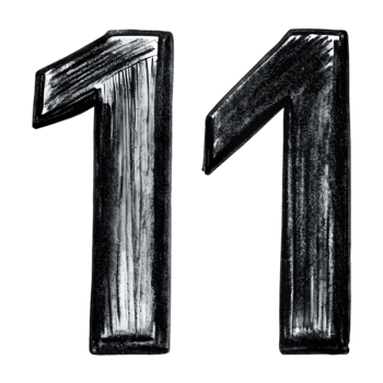 Hand-Drawn Grunge Number 11 - Black Marker Isolated on Transparent Background png
