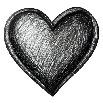 Hand-Drawn Grunge Scribble Heart - Black Marker Isolated on Transparent Background png