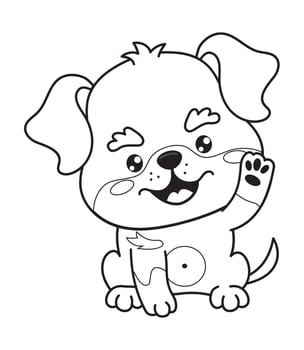 Happy dog Rottweiler. Outline cute cartoon kawaii character animal puppy. Line drawing, coloring book. Kids collection. vector