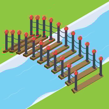 Isometric Bridge Over River vector