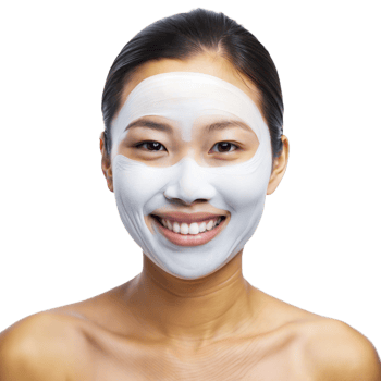 Woman Smiling While Applying Facial Mask at Day Spa png