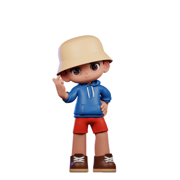 3d Small Figure of a Boy in a Blue Shirt and Red Shorts Giving Love Sign Pose png