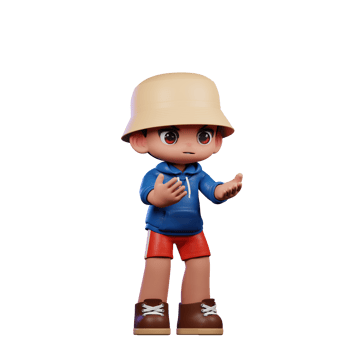 3d Small Figure of a Boy in a Blue Shirt and Red Shorts Angry Pose png