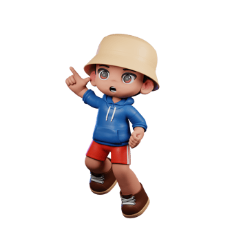 3d Small Figure of a Boy in a Blue Shirt and Red Shorts Doing Happy Jumping Pose png