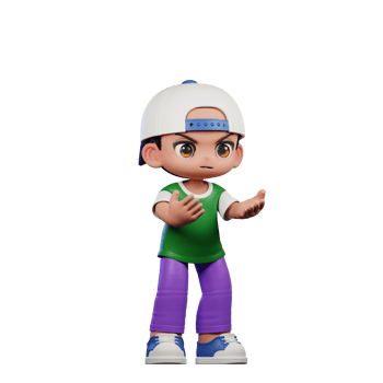 3d Cartoon Character of a Boy in a Green Shirt and Purple Pants Angry Pose png