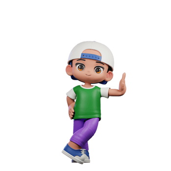 3d Cartoon Character of a Boy in a Green Shirt and Purple Pants Acting Cool Pose png