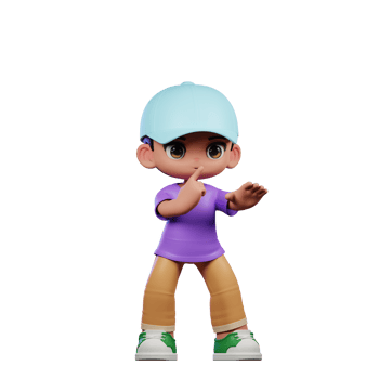3d Small Boy with a Blue Hat and a Purple Shirt Shhttt Pose png