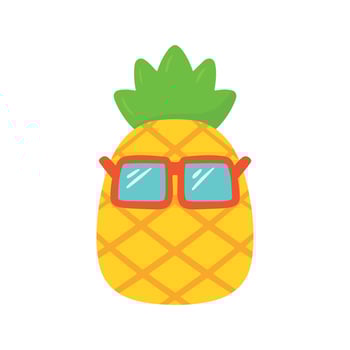 Pineapple wearing sunglasses summer character cartoon illustration vector