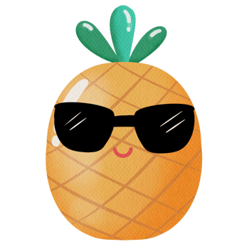 illustration. pineapple wearing glasses. png