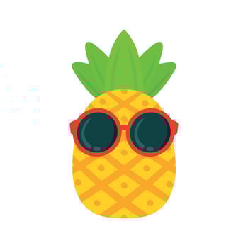 Pineapple wearing red sunglasses summer cartoon illustration vector