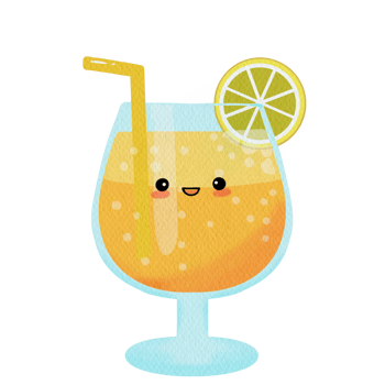 Watercolor illustration of cupof cocktail drink, lemonade png